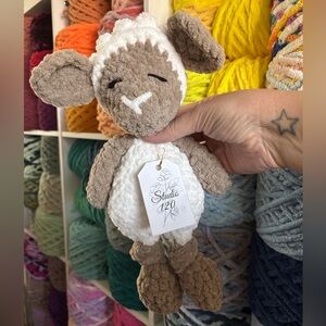 Handmade Crochet mini cream lamb knotted lovey